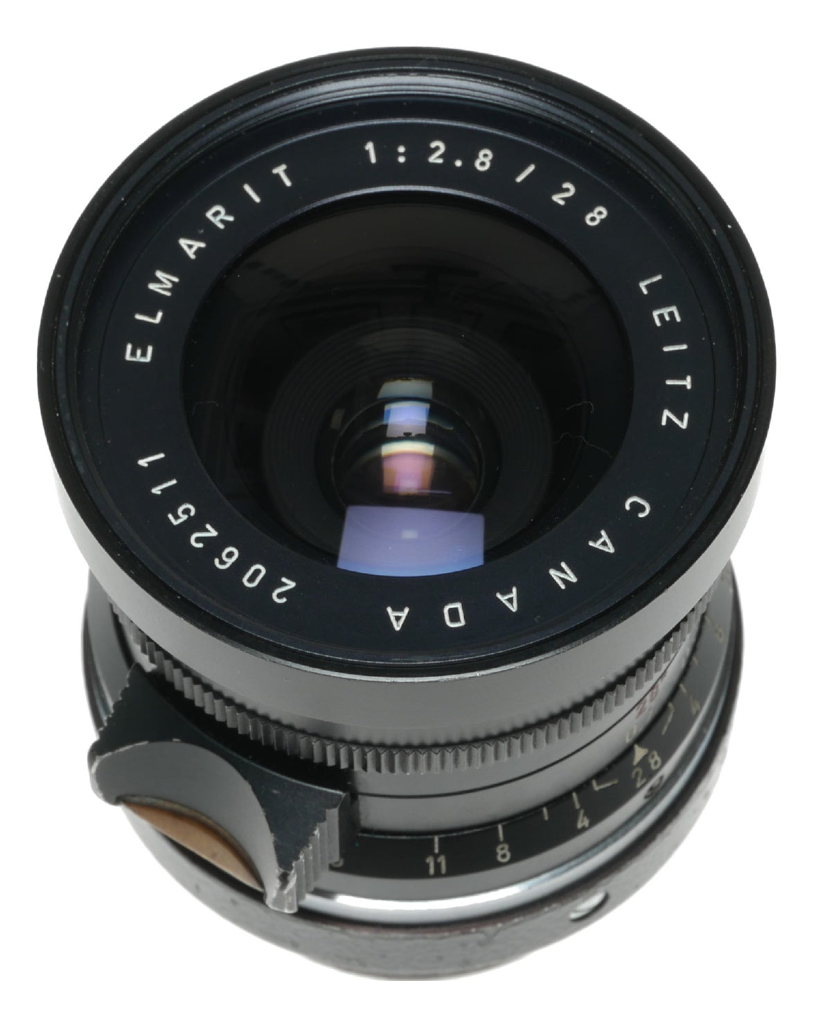 Leica Elmarit 1:2.8/28 mm vintage lens Canada hood infinity tab 9 elements