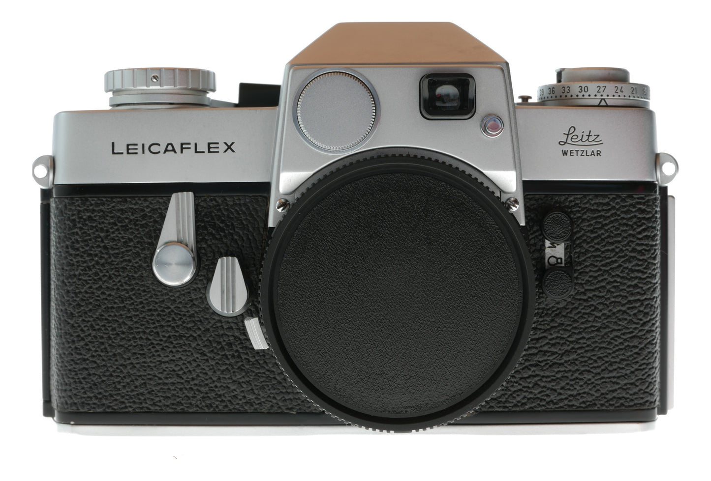 1st Version Leicaflex SLR chrome camera body kit with a box case manual