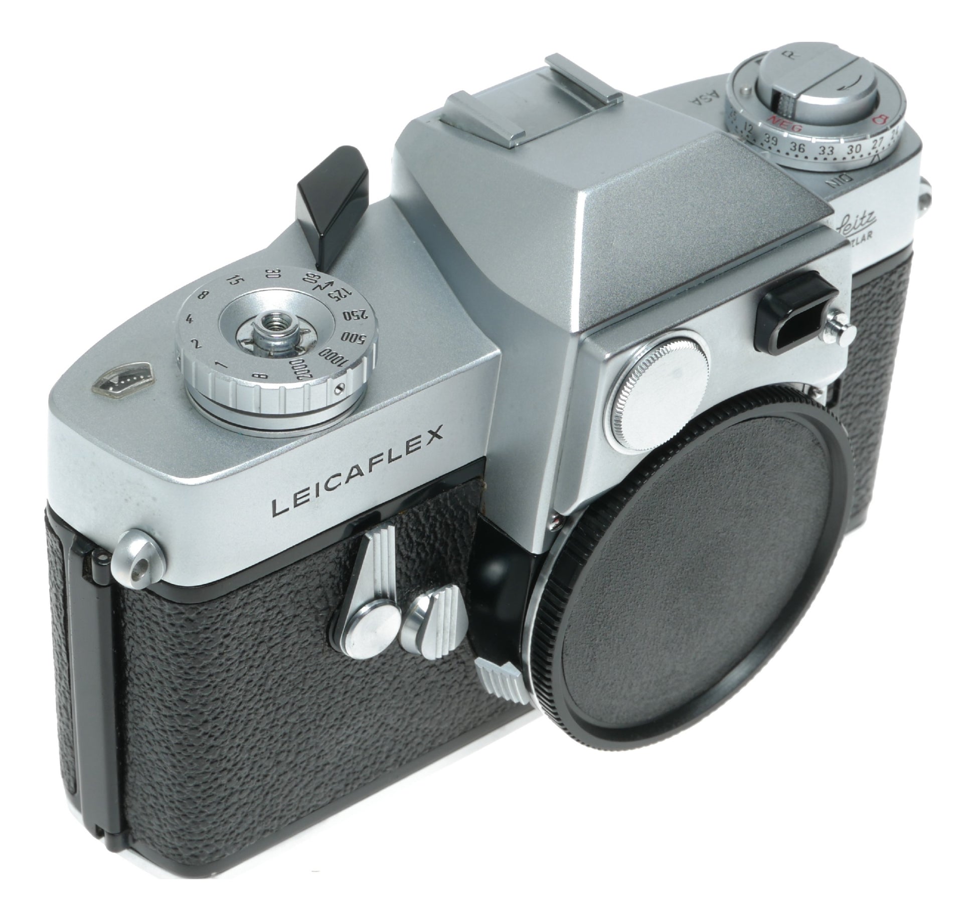 1st Version Leicaflex SLR chrome camera body kit with a box case manual