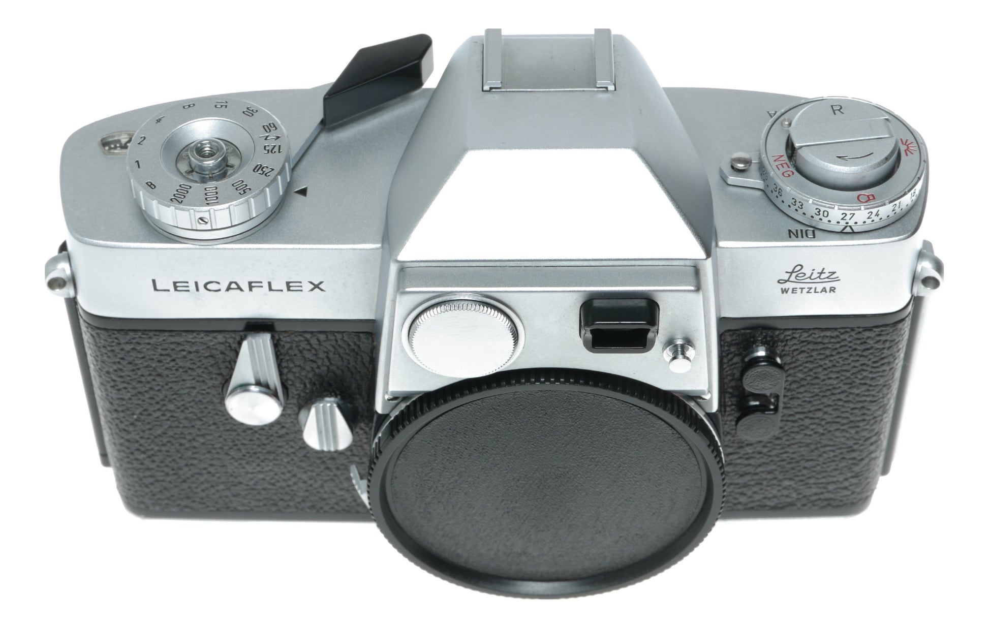 1st Version Leicaflex SLR chrome camera body kit with a box case manual