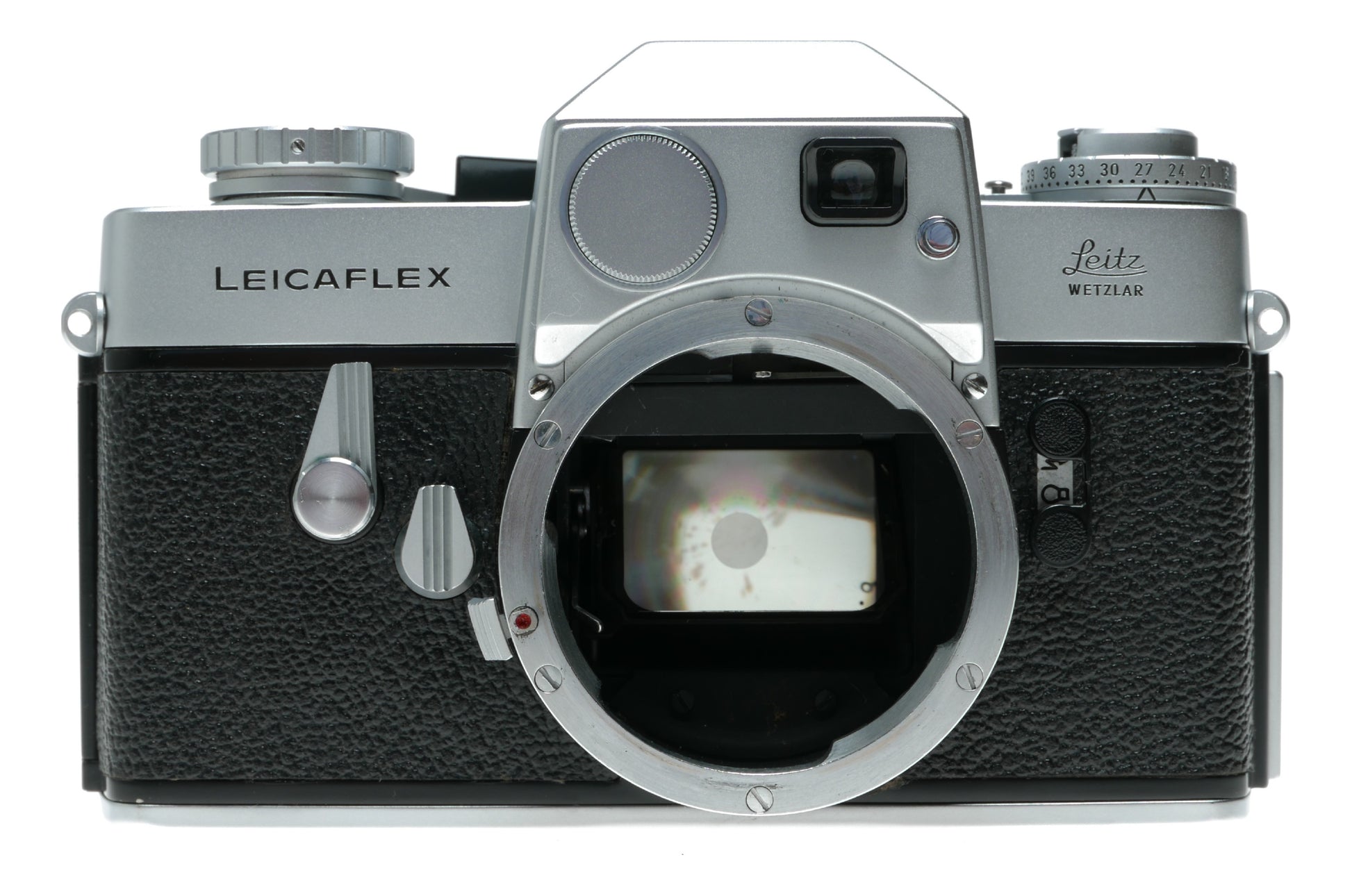 1st Version Leicaflex SLR chrome camera body kit with a box case manual