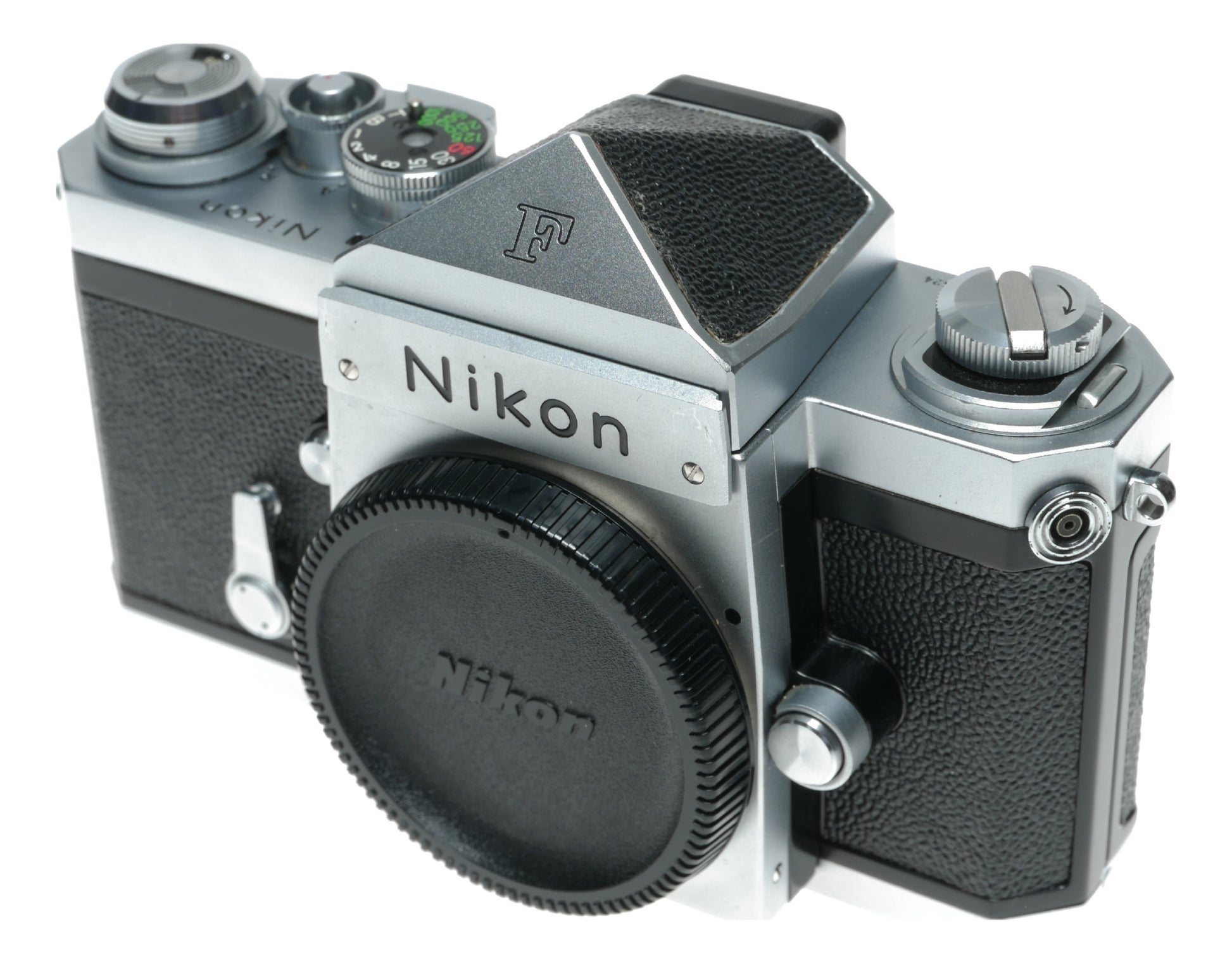 Nikon F body chrome SLR classic 35mm film camera with manual stunning