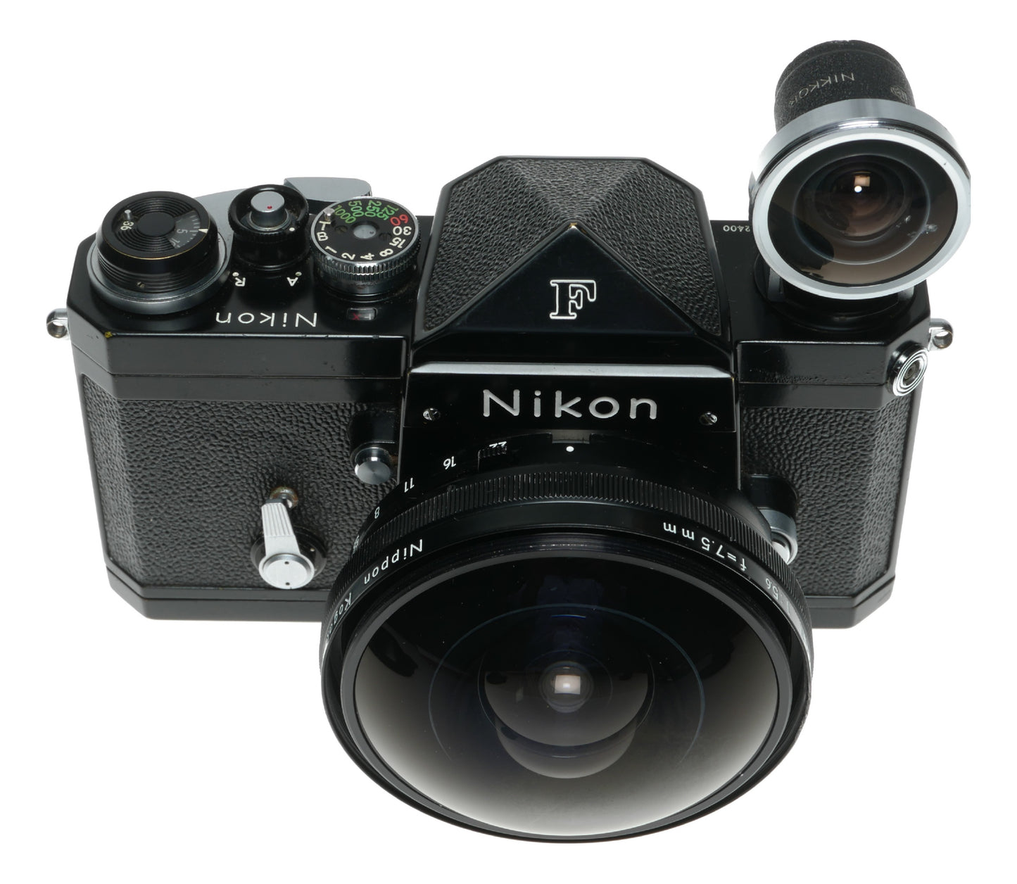 Nikon F black paint rare Fish-Eye Nikkor 5.6/7.5mm ultra wide SLR camera