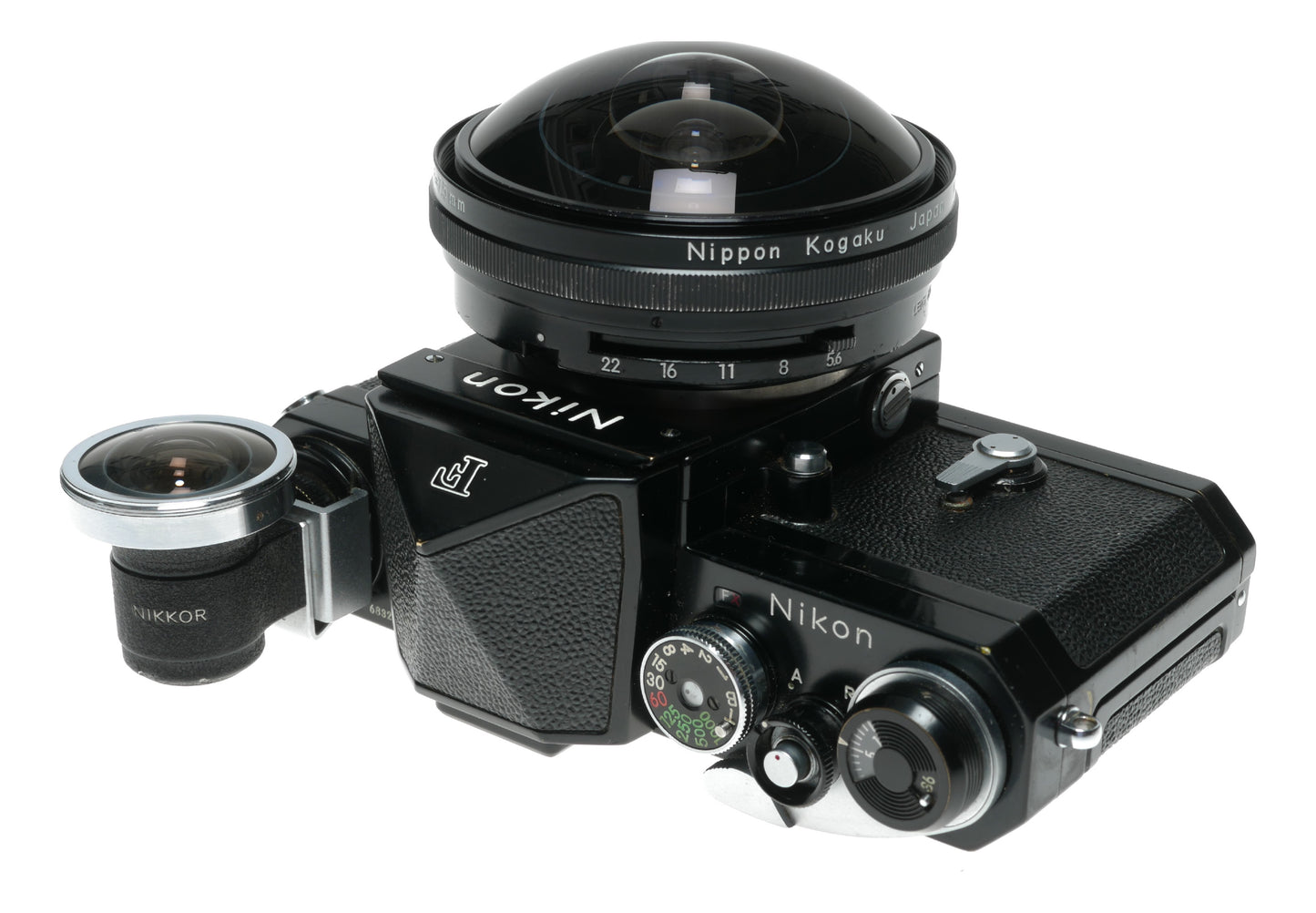 Nikon F black paint rare Fish-Eye Nikkor 5.6/7.5mm ultra wide SLR camera