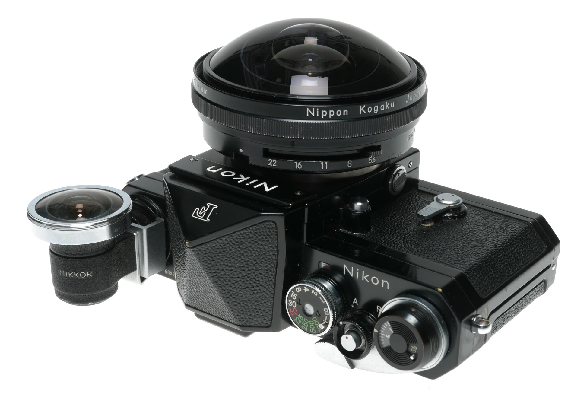 Nikon F black paint rare Fish-Eye Nikkor 5.6/7.5mm ultra wide SLR camera