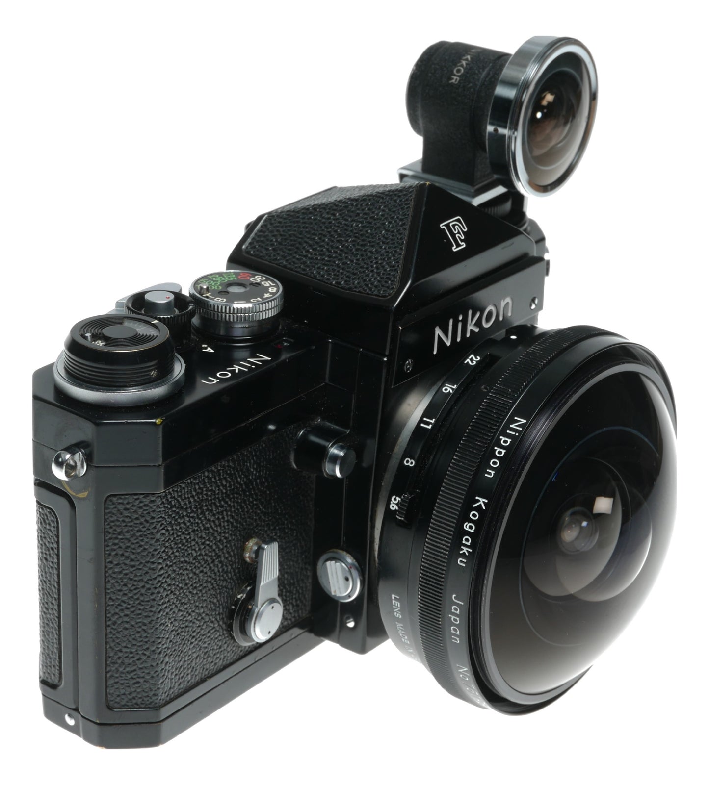 Nikon F black paint rare Fish-Eye Nikkor 5.6/7.5mm ultra wide SLR camera