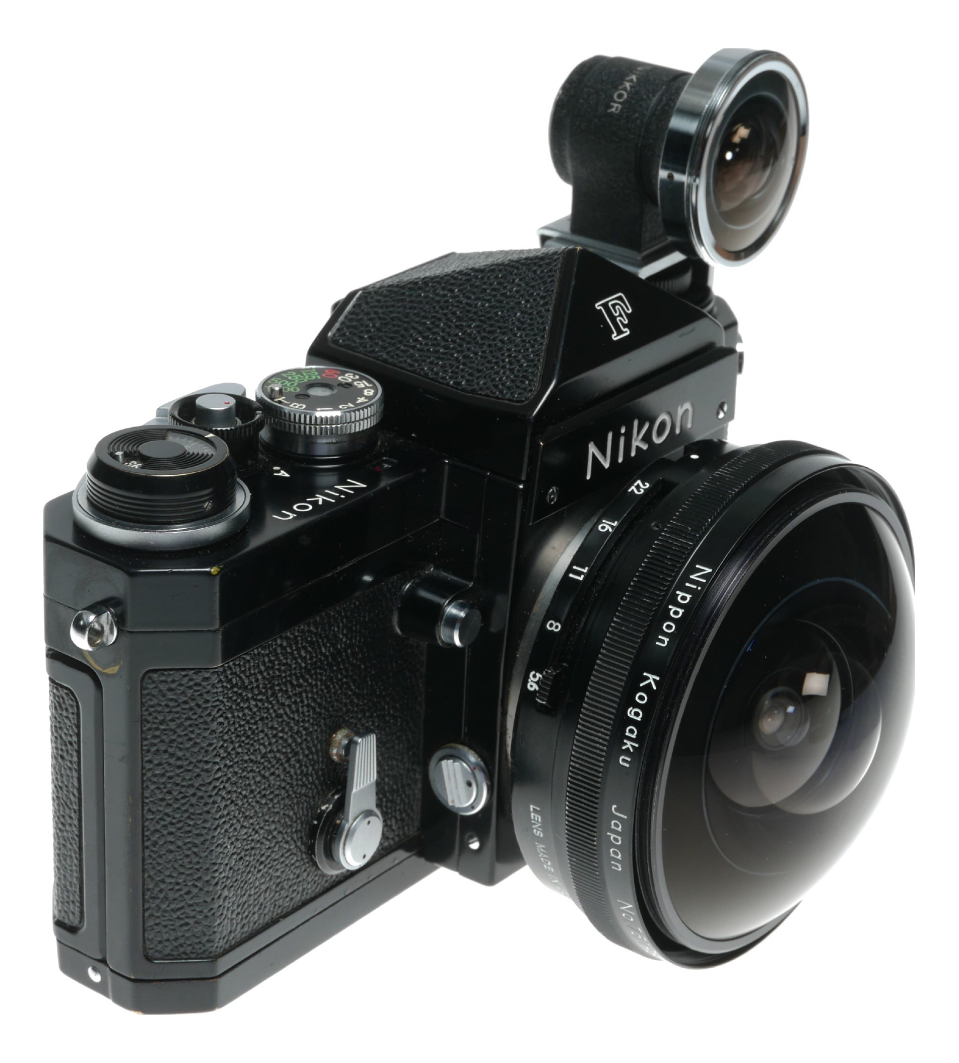 Nikon F black paint rare Fish-Eye Nikkor 5.6/7.5mm ultra wide SLR camera