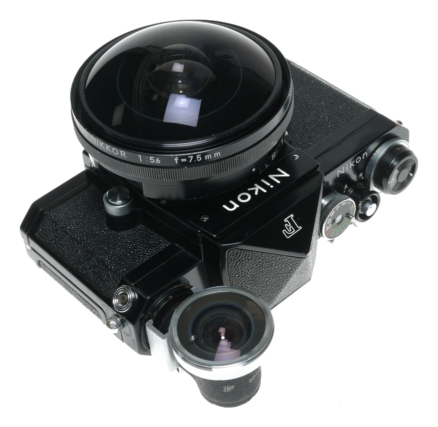 Nikon F black paint rare Fish-Eye Nikkor 5.6/7.5mm ultra wide SLR camera