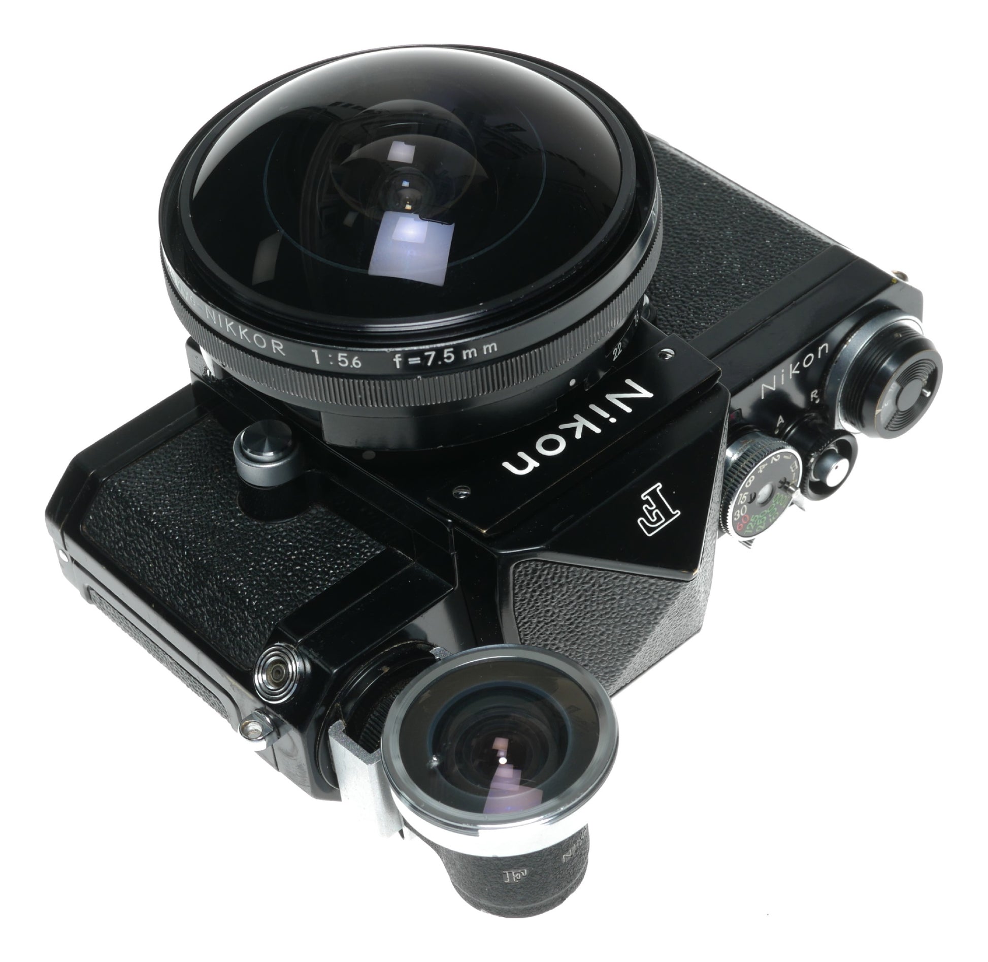 Nikon F black paint rare Fish-Eye Nikkor 5.6/7.5mm ultra wide SLR camera