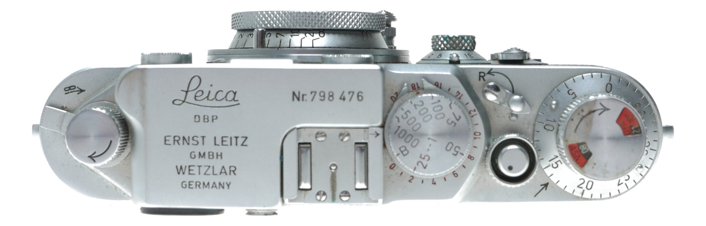 Leica IIIf self timer rangefinder Leitz Elmar 3.5/50 red scale lens