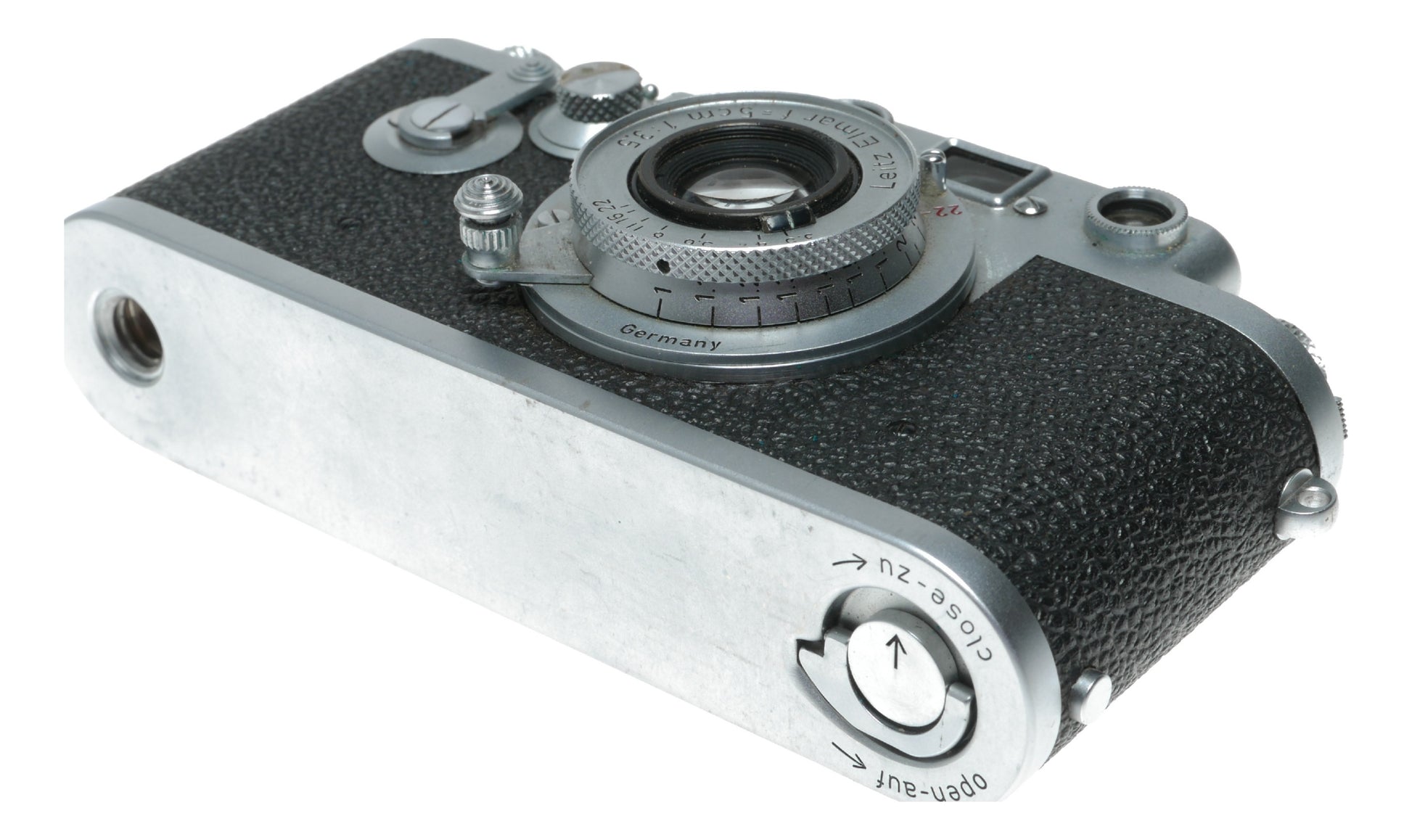 Leica IIIf self timer rangefinder Leitz Elmar 3.5/50 red scale lens