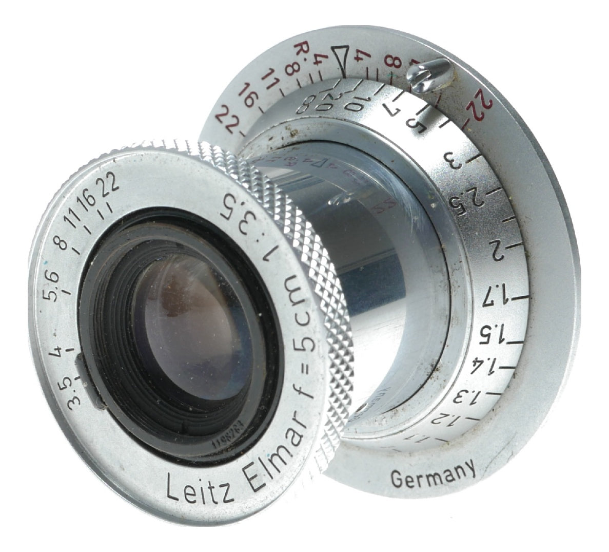 Leica IIIf self timer rangefinder Leitz Elmar 3.5/50 red scale lens