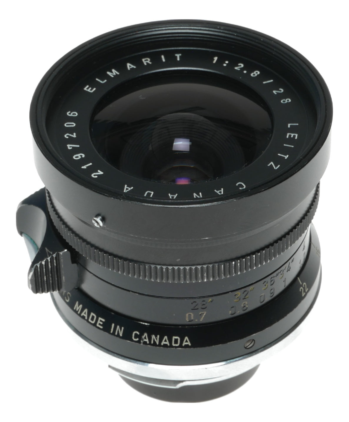 Leitz Canada Elmarit 1:2.8/28 mm lens hood infinity tab 9 elements classic