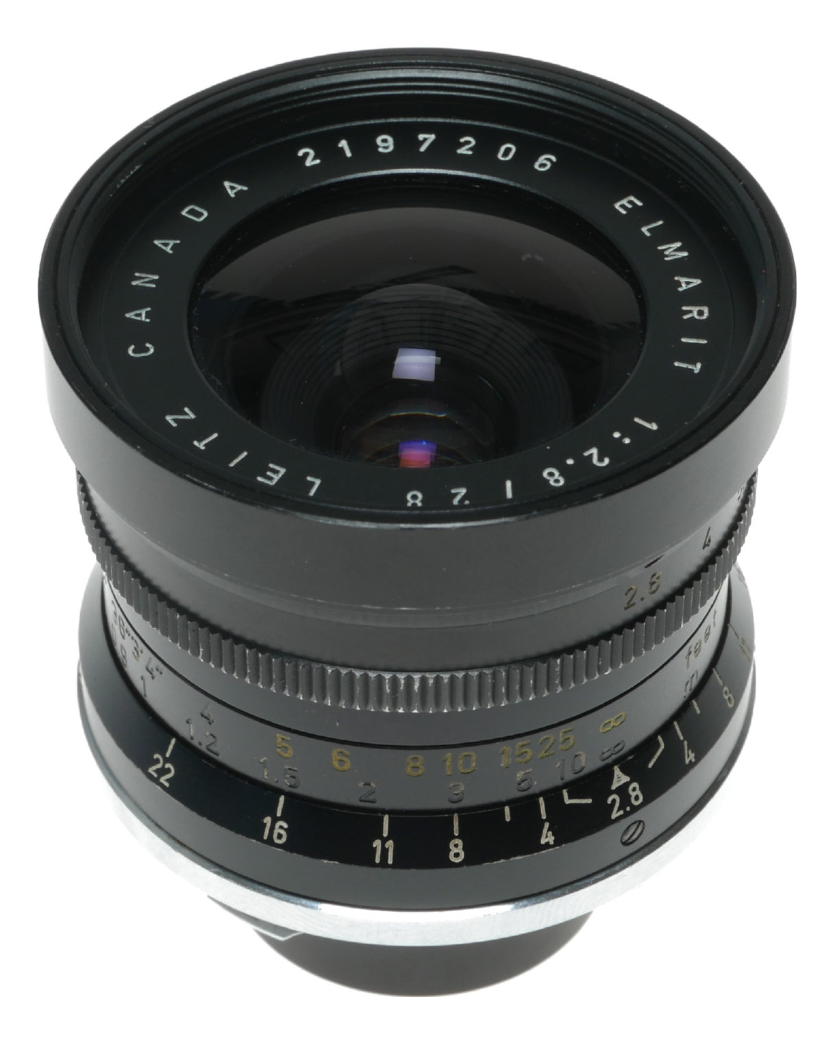 Leitz Canada Elmarit 1:2.8/28 mm lens hood infinity tab 9 elements classic