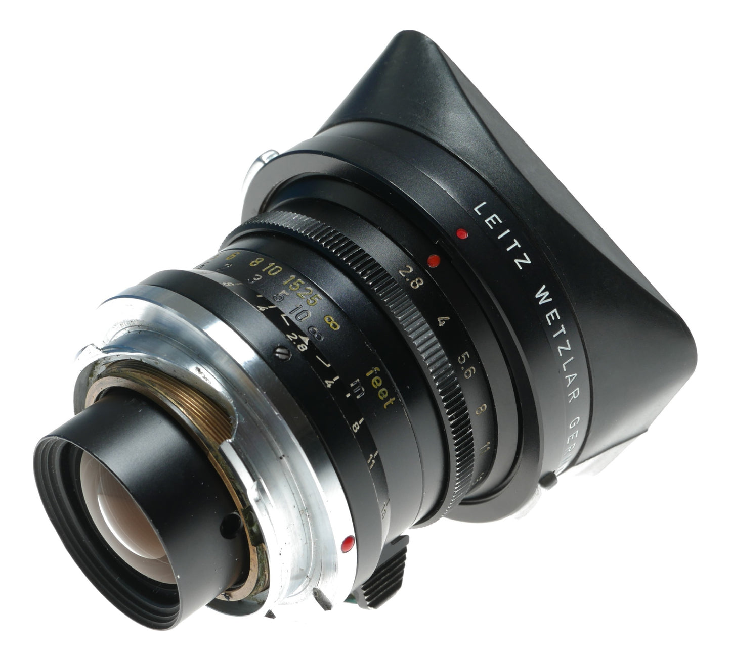 Leitz Canada Elmarit 1:2.8/28 mm lens hood infinity tab 9 elements classic