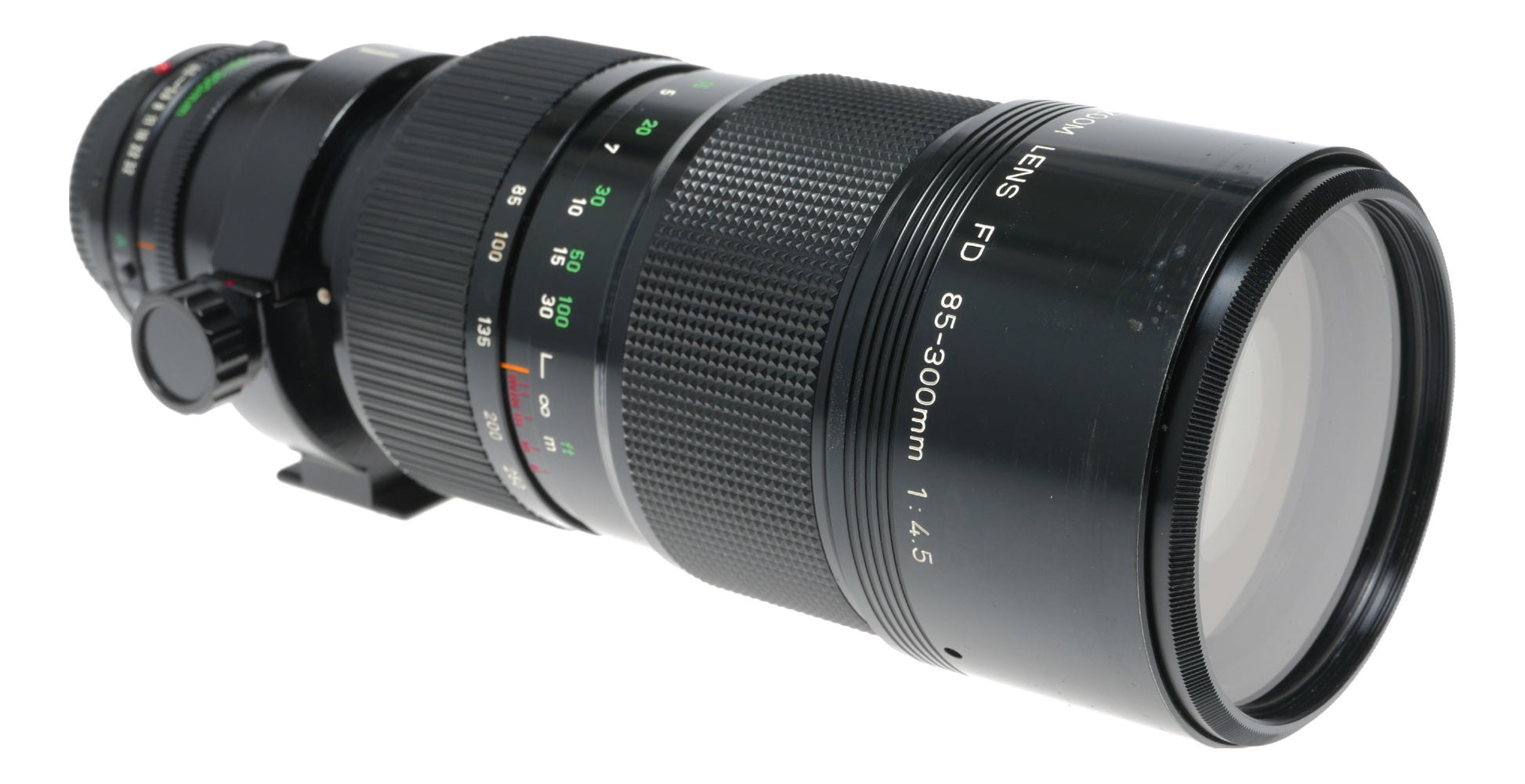 Canon FD 85-300/4.5 Zoom lens fits SLR 35mm film camera set box hood caps