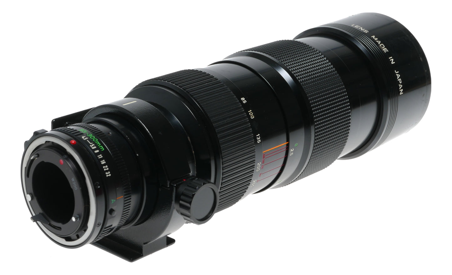 Canon FD 85-300/4.5 Zoom lens fits SLR 35mm film camera set box hood caps