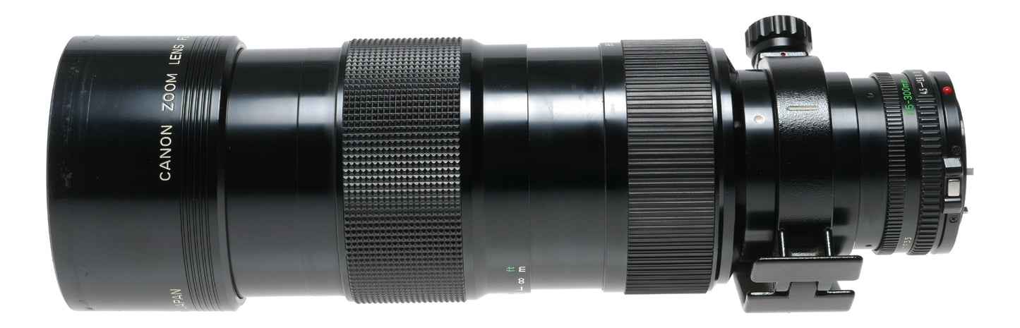 Canon FD 85-300/4.5 Zoom lens fits SLR 35mm film camera set box hood caps