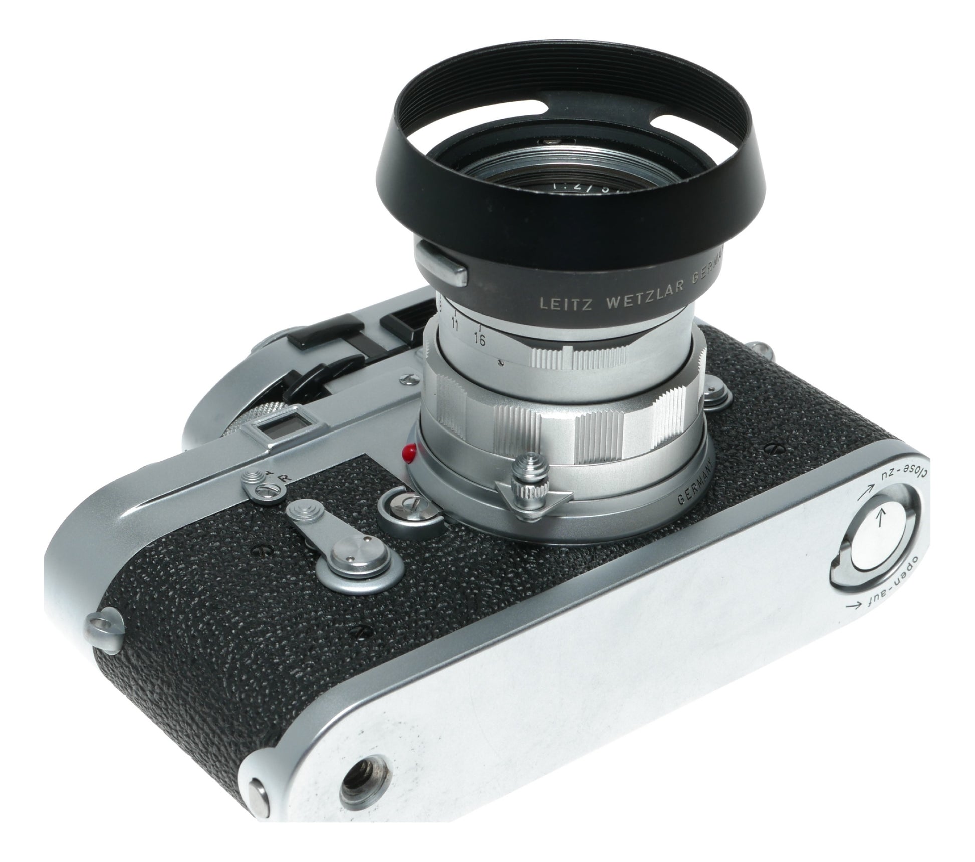 Leica M3 film camera Summicron 2/50 vented hood meter case pristine