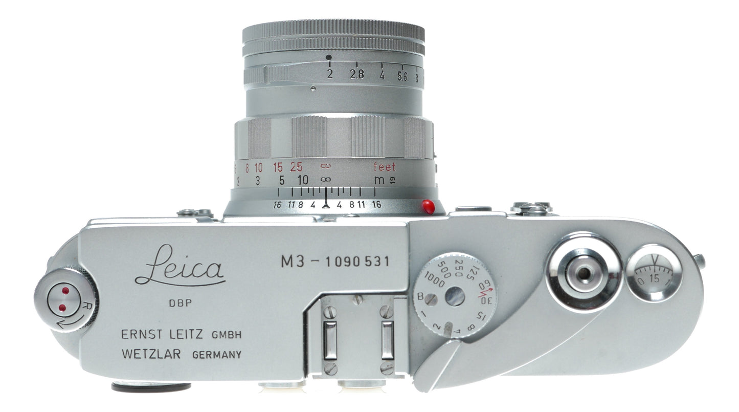 Leica M3 film camera Summicron 2/50 vented hood meter case pristine