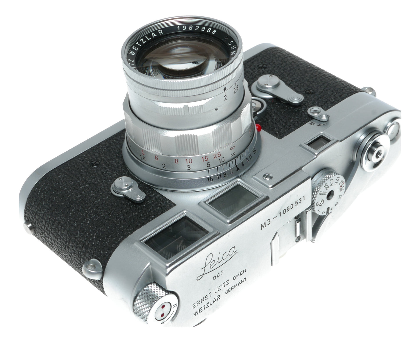 Leica M3 film camera Summicron 2/50 vented hood meter case pristine
