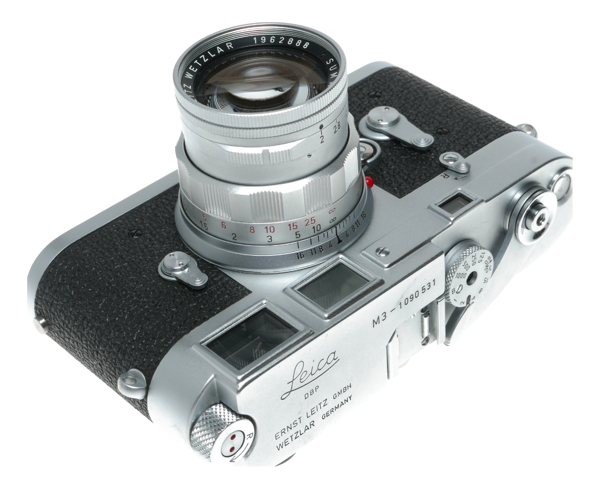 Leica M3 film camera Summicron 2/50 vented hood meter case pristine