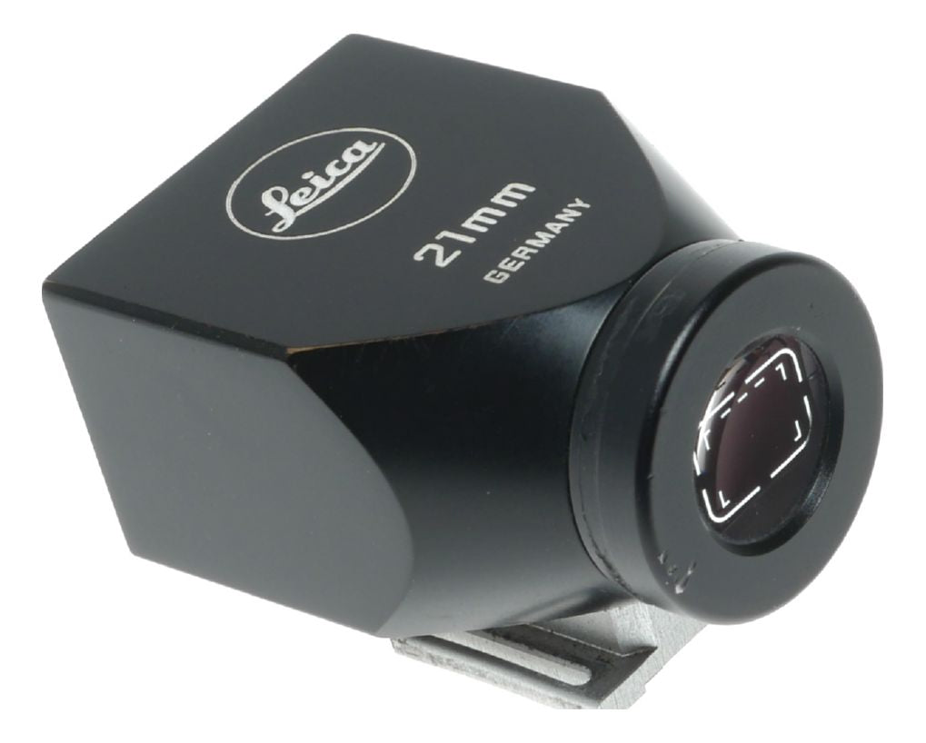 Leica bright line view finder 21mm wide angle lens black paint 12024 used