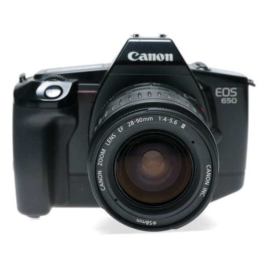 Canon EOS 650 Film Camera QD Back 28-90mm 1:4-5.6 Zoom EF Lens