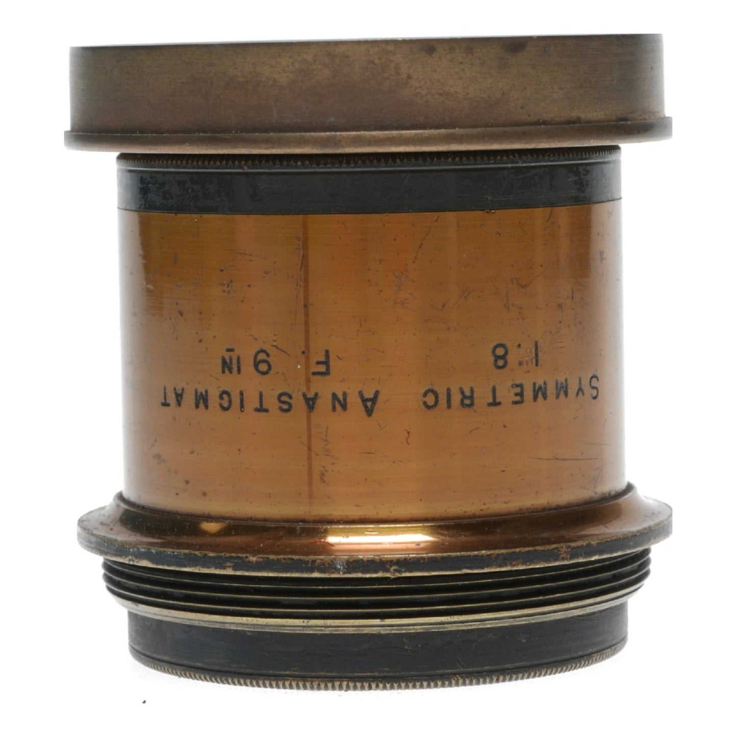 Ross Symmetric Anastigmat 1:8 F:9 In. Plate Bellows Camera Brass Lens