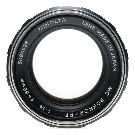 Minolta MC Rokkor PF Prime Fast Lens 1:1.4 f=58mm for SLR Camera