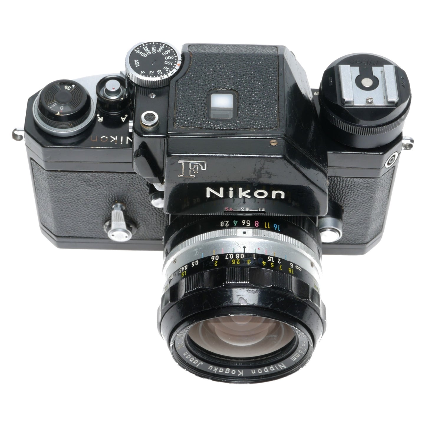 Nikon F Photomic Black SLR Camera Nikkor-N Auto 1:2.8 24mm Lens