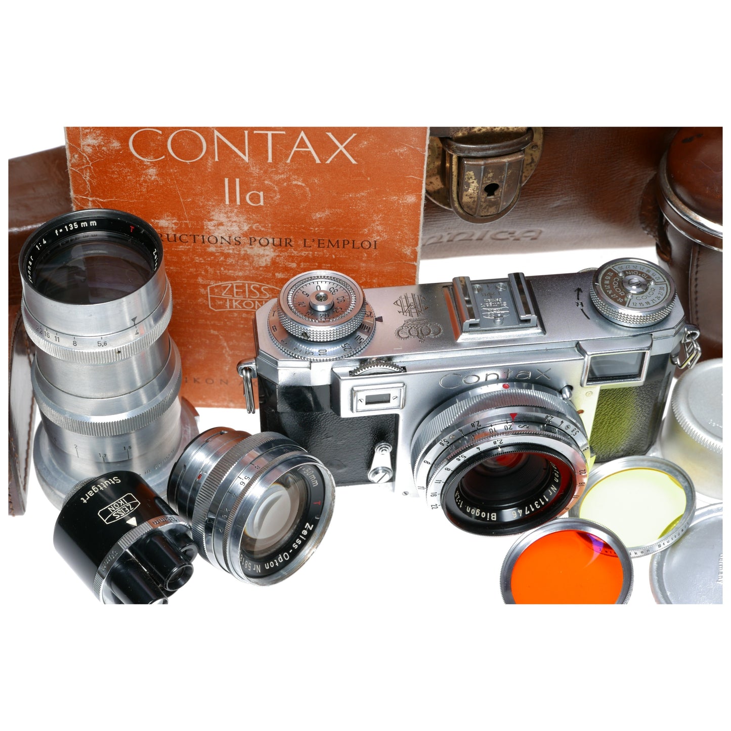 Zeiss Opton Contax IIa H.M.S "The Queen" camera edition 3 lenses RARE