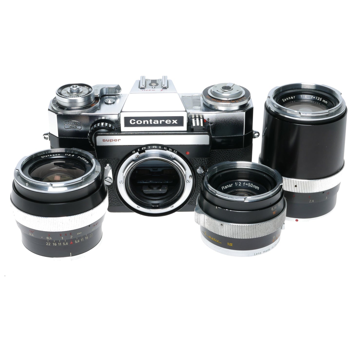 Zeiss Contarex Super SLR film camera 3 lenses and lots more