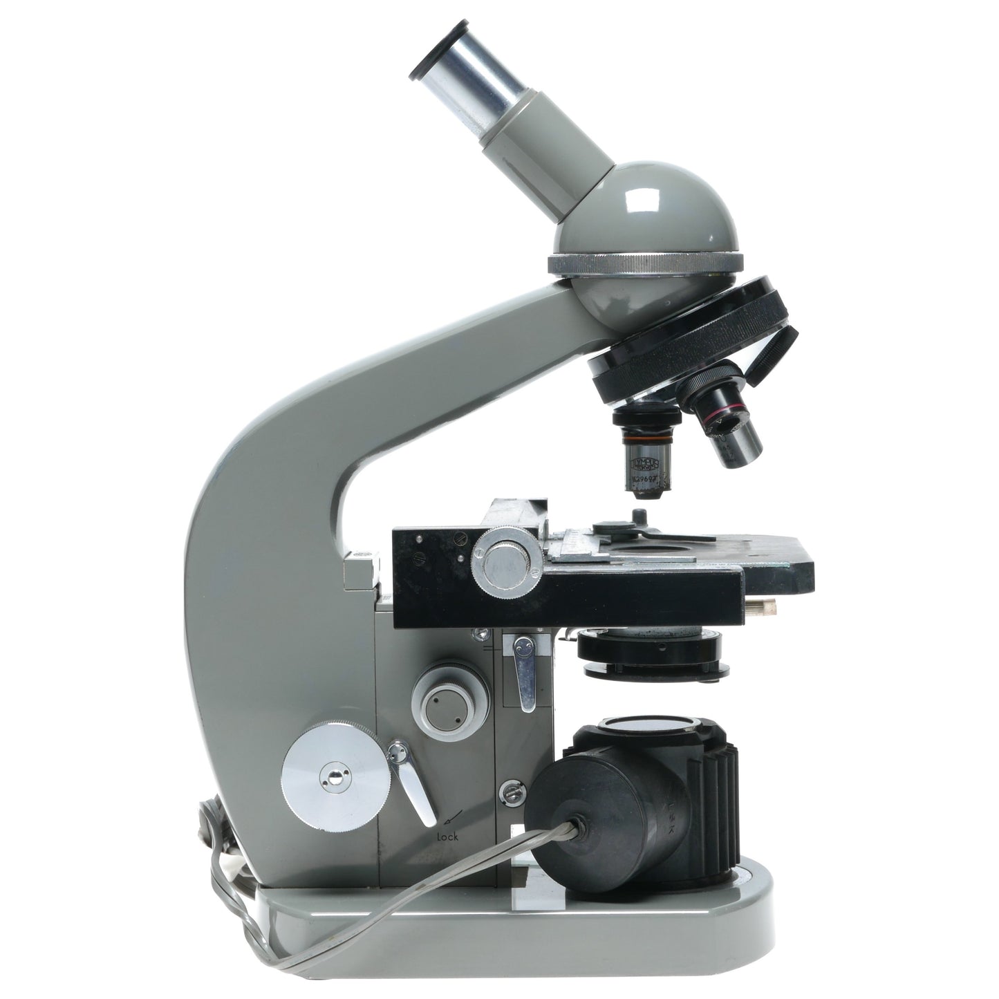 Olympus biological microscope stand grey enamel biological bench top