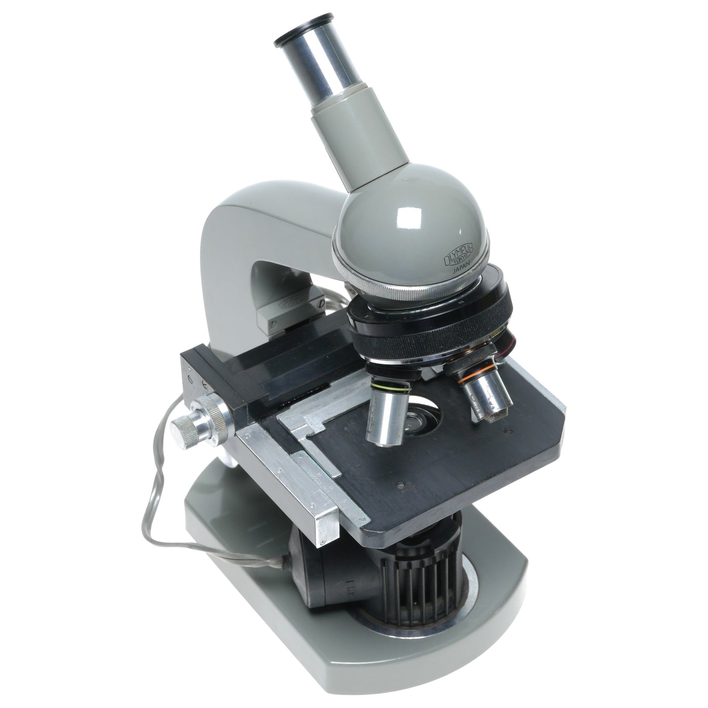 Olympus biological microscope stand grey enamel biological bench top