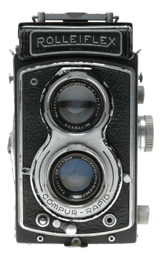 Rollei Rolleiflex Vintage TLR Camera with Carl Zeiss Tessar 75mm f/3.5 Lens and Compur-Rapid Shutter
