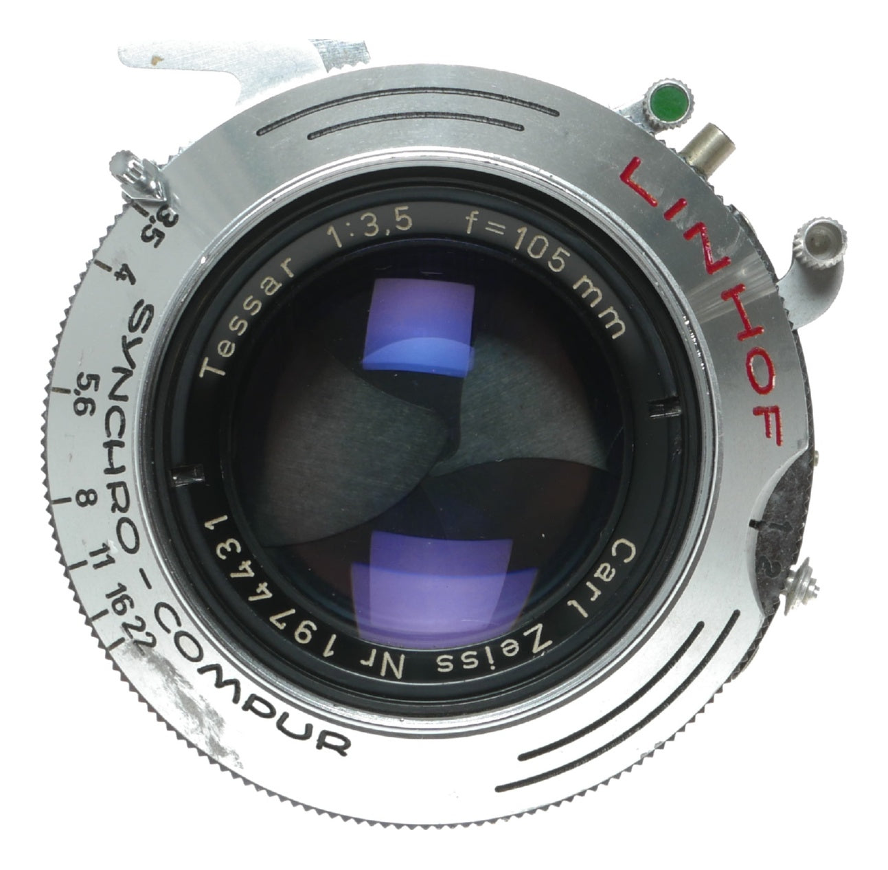 Carl Zeiss Tessar 105mm f/3.5 Vintage Camera Lens for Linhof with Synchro-Compur Shutter - View 11