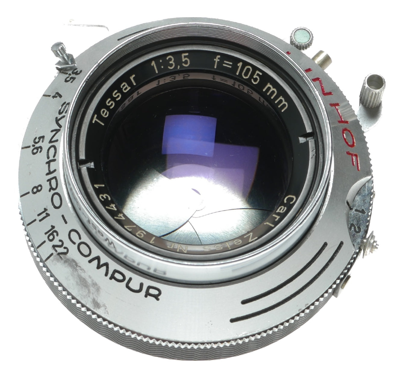 Carl Zeiss Tessar 105mm f/3.5 Vintage Camera Lens for Linhof with Synchro-Compur Shutter - View 12