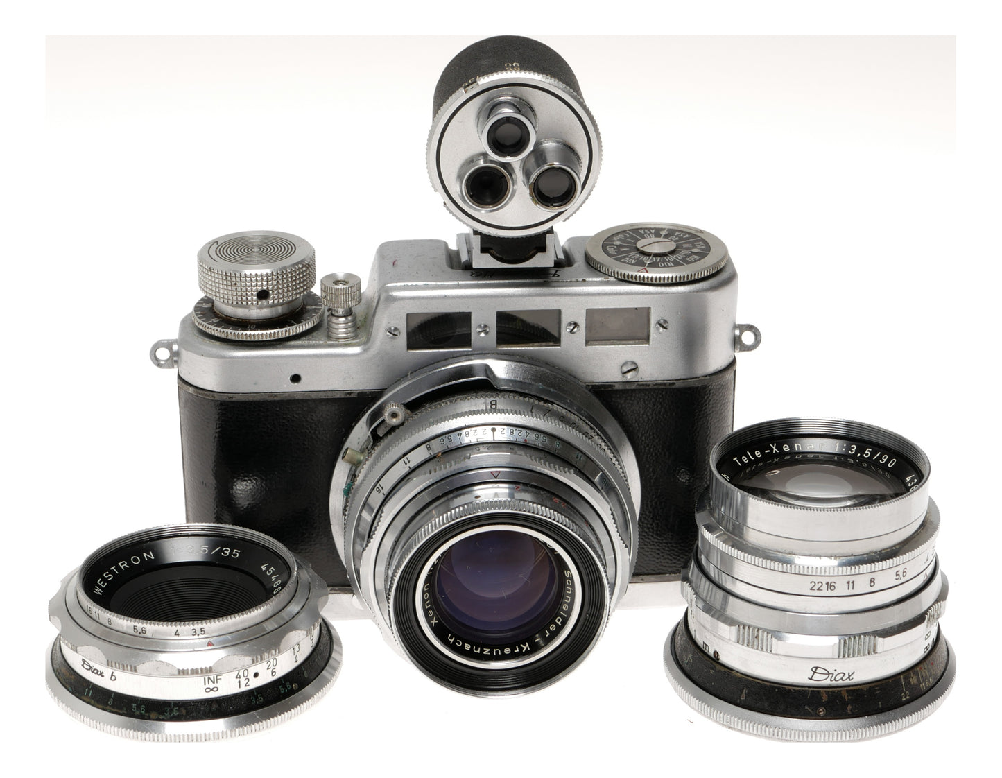 Diax IIa 35mm Rangefinder Camera with Lenses and Case - View 5