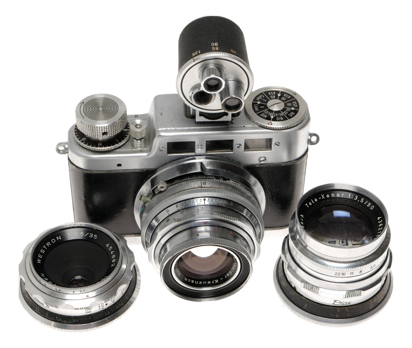 Diax IIa 35mm Rangefinder Camera with Lenses and Case - View 6