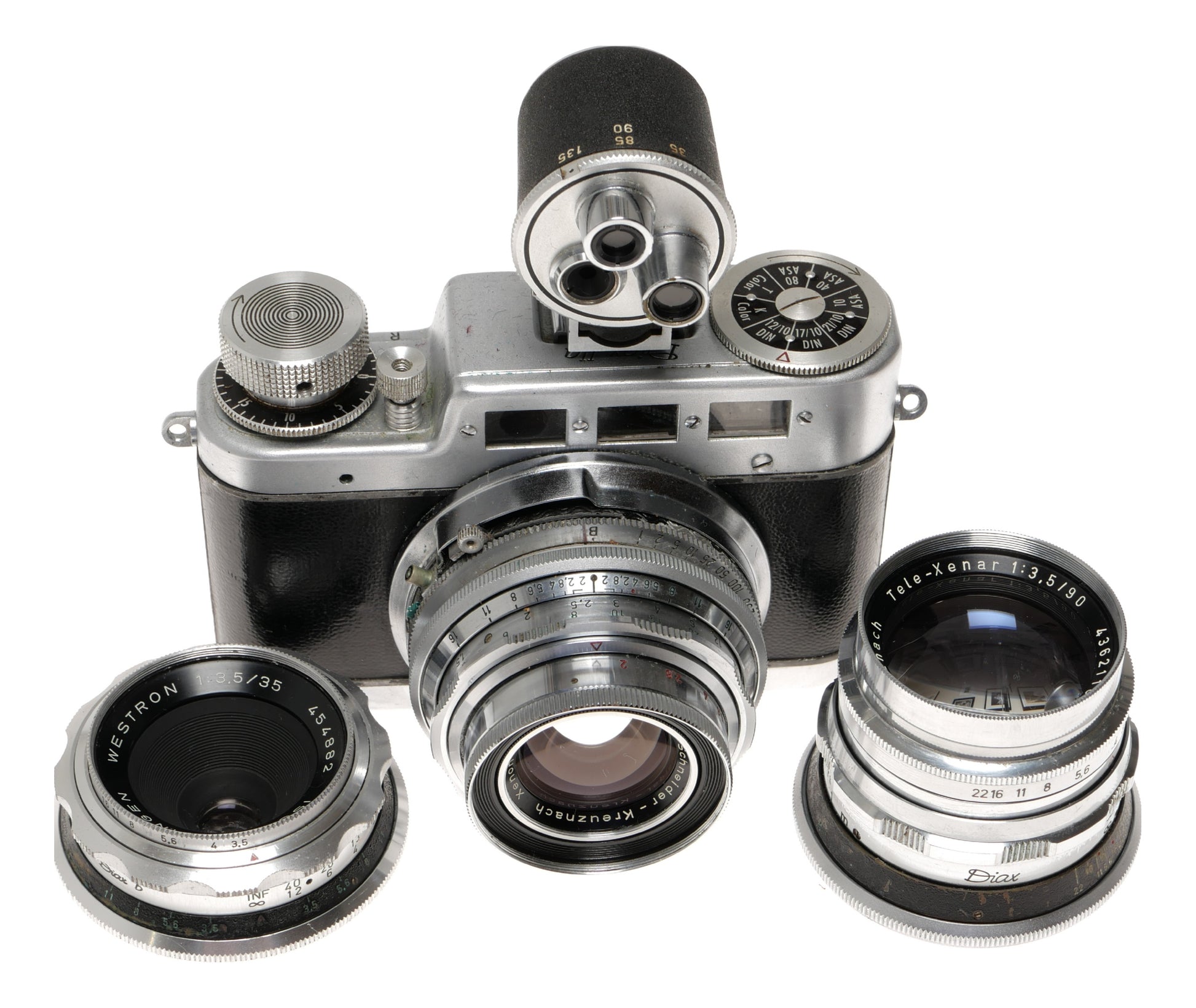 Diax IIa 35mm Rangefinder Camera with Lenses and Case - View 6
