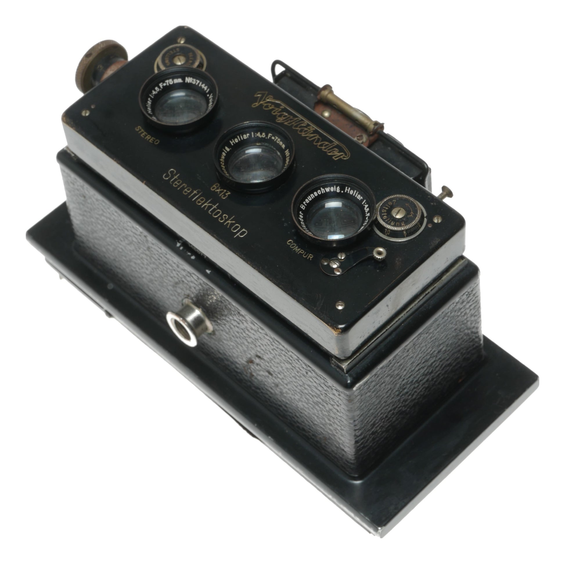 Voigtländer Stereoflektoskop 6x13 Vintage Film Camera with Helioplan 75mm f/4.5 Lens and Compur Shutter - View 8