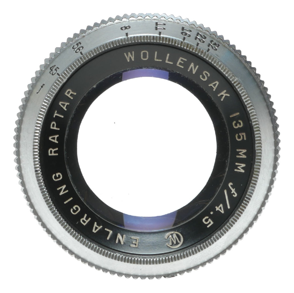 Wollensak 135mm f/4.5 Raptar Enlarging Lens, Chrome, Made in England