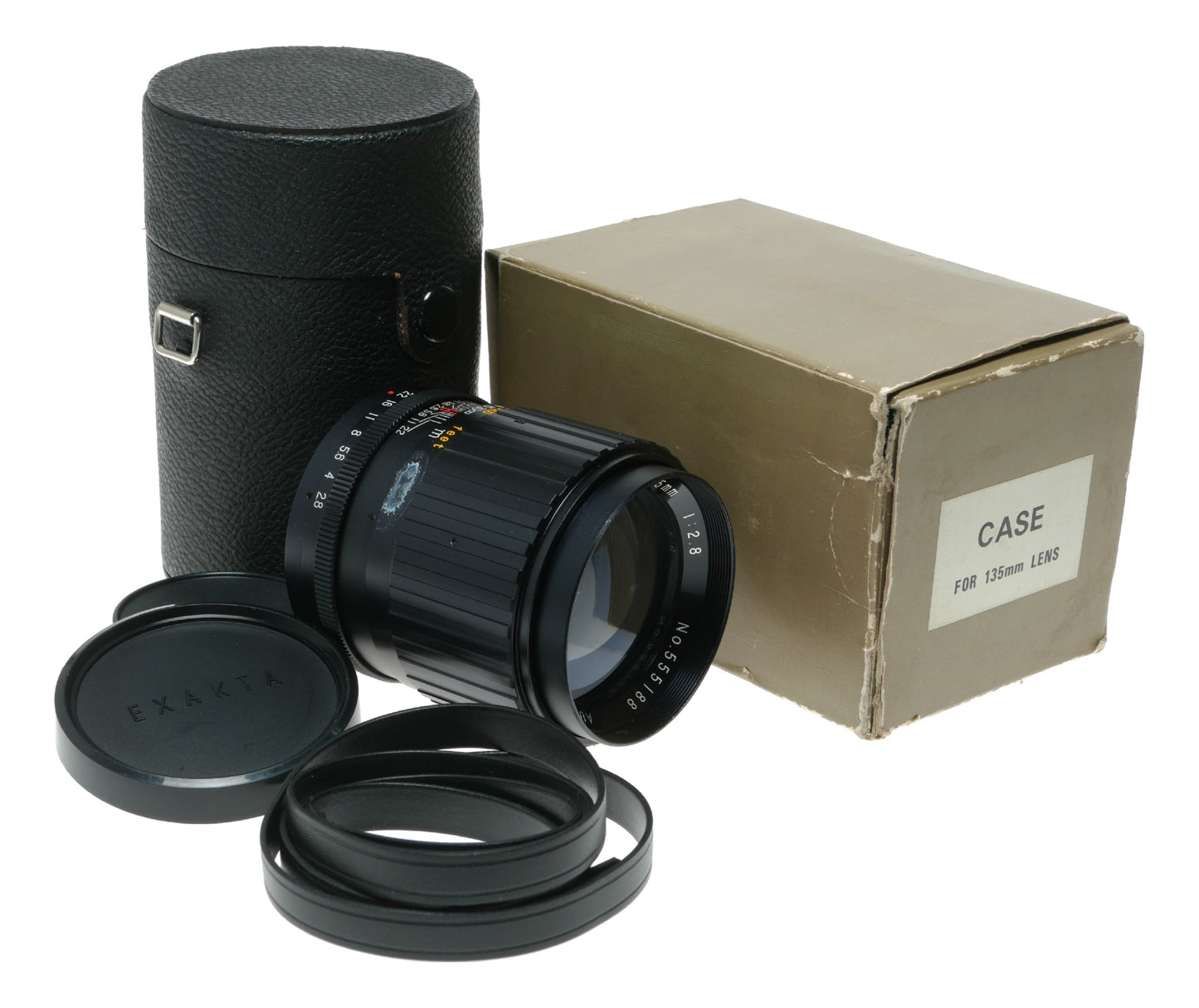 Exakta Auto Exaktar 135mm f/2.8 Vintage Telephoto Lens with Case, Made in Japan