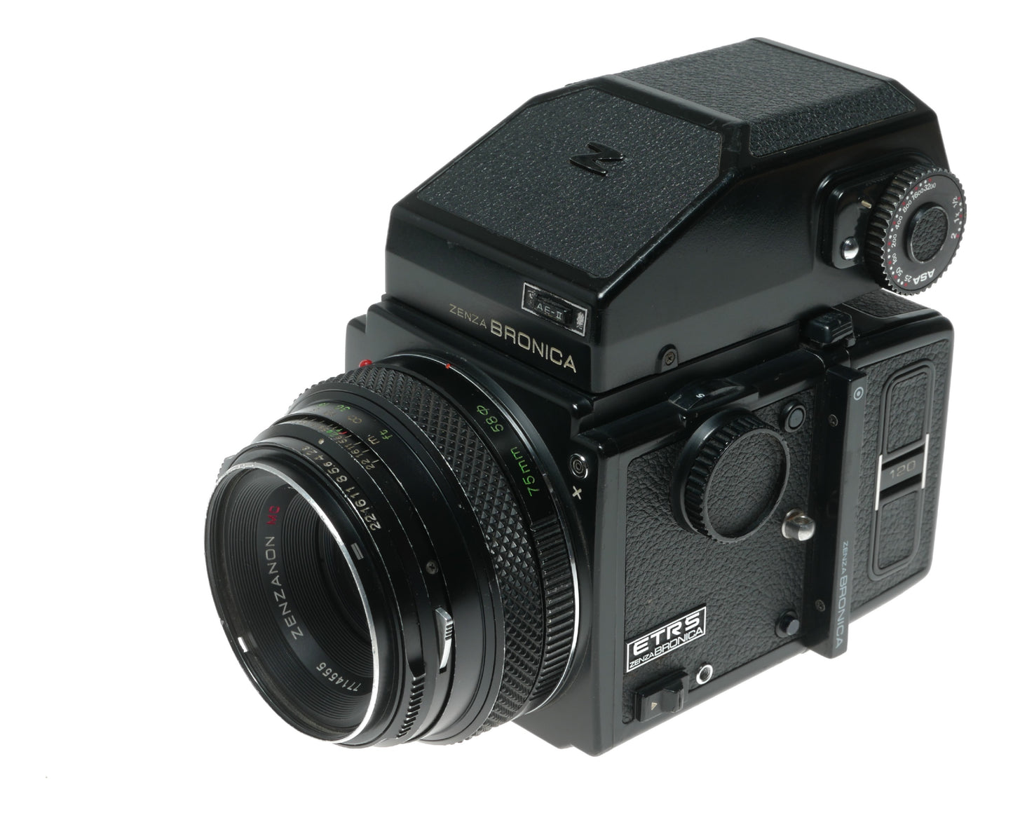 Zenza Bronica ETRS Medium Format Film Camera with AE-II Finder and 75mm f/2.8 Zenzanon Lens - View 2