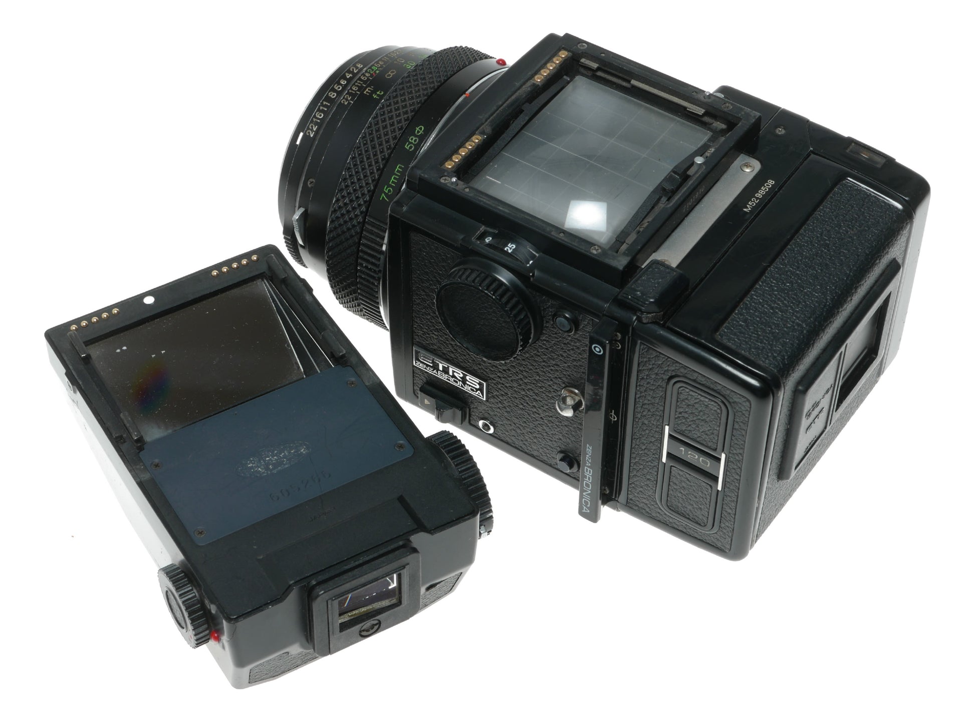 Zenza Bronica ETRS Medium Format Film Camera with AE-II Finder and 75mm f/2.8 Zenzanon Lens - View 8