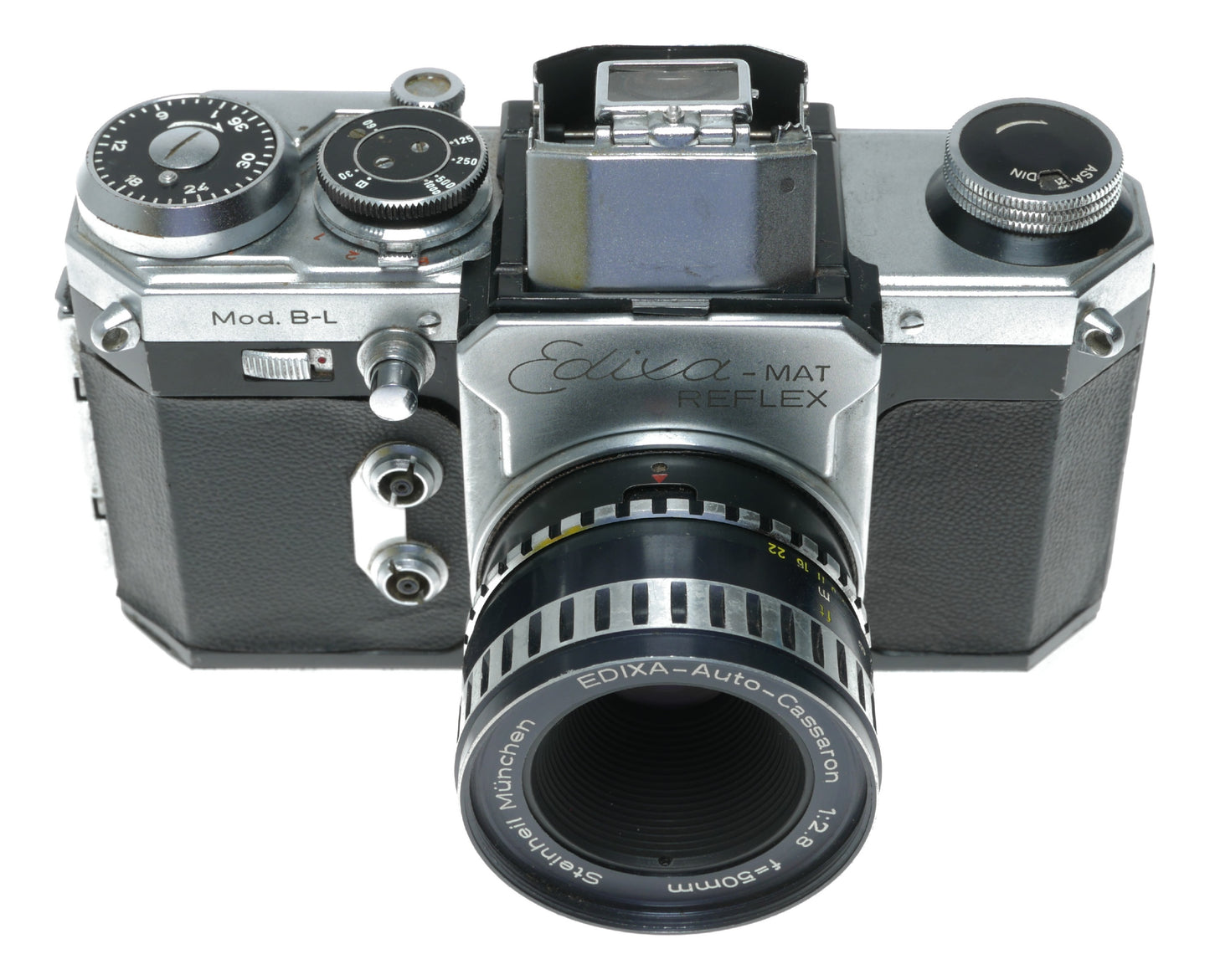 Edixa-MAT Reflex Mod. B-L Vintage SLR Camera with Steinheil München Edixa-Auto-Cassaron 50mm f/2.8 Lens - View 2