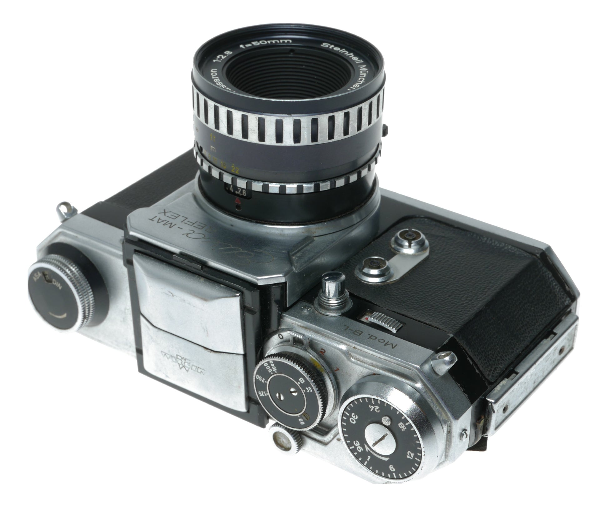 Edixa-MAT Reflex Mod. B-L Vintage SLR Camera with Steinheil München Edixa-Auto-Cassaron 50mm f/2.8 Lens - View 9