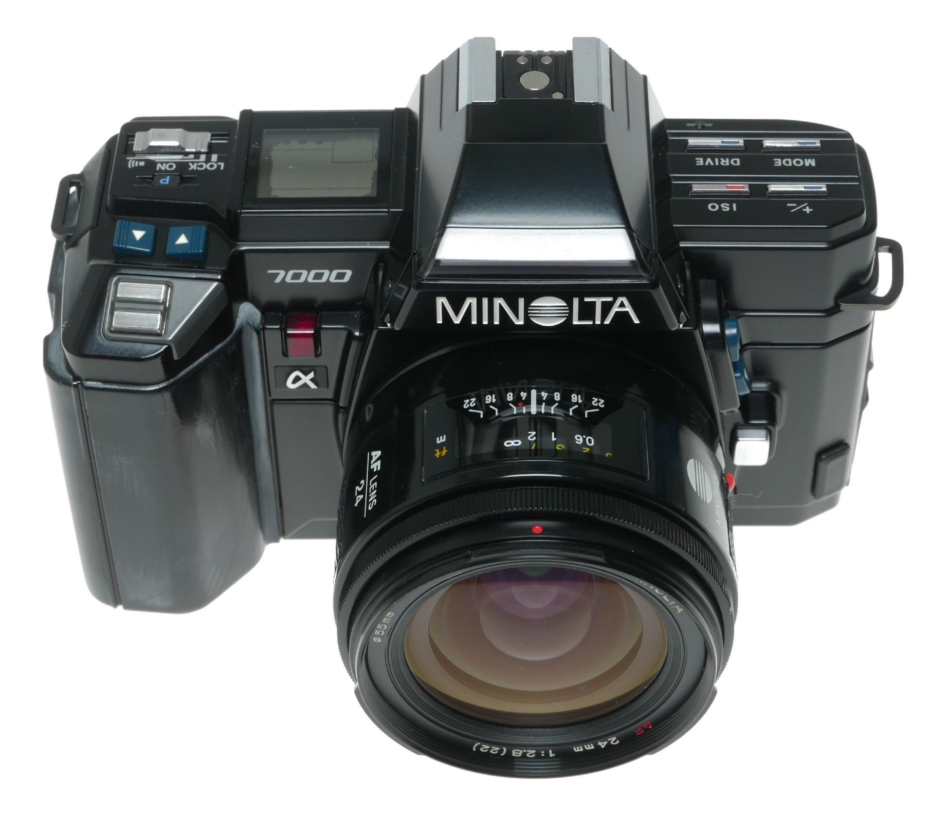 Minolta 7000 α Vintage SLR Camera with 24mm f/2.8 and 52mm f/2.8 AF Lenses - View 3