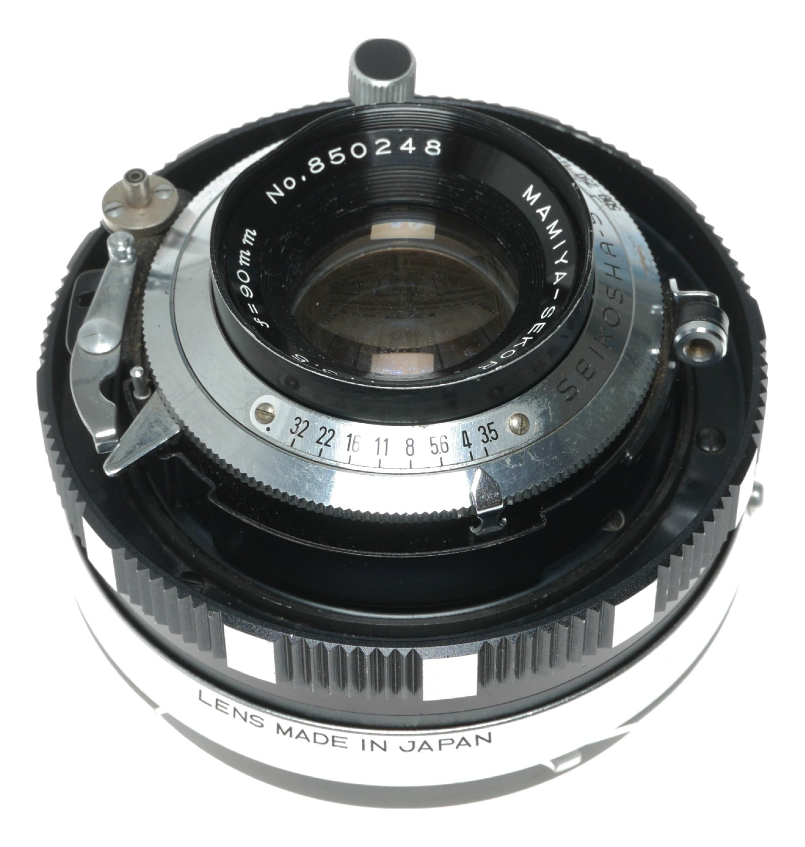 Mamiya-Sekor 90mm f/3.5 Vintage Camera Lens with Seikosha-S Shutter - View 4